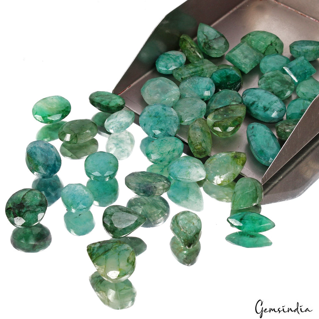 41 Pc Natural Brazilian Emerald 12-20mm Mix Cut Loose Certified Gemstones~350 Ct