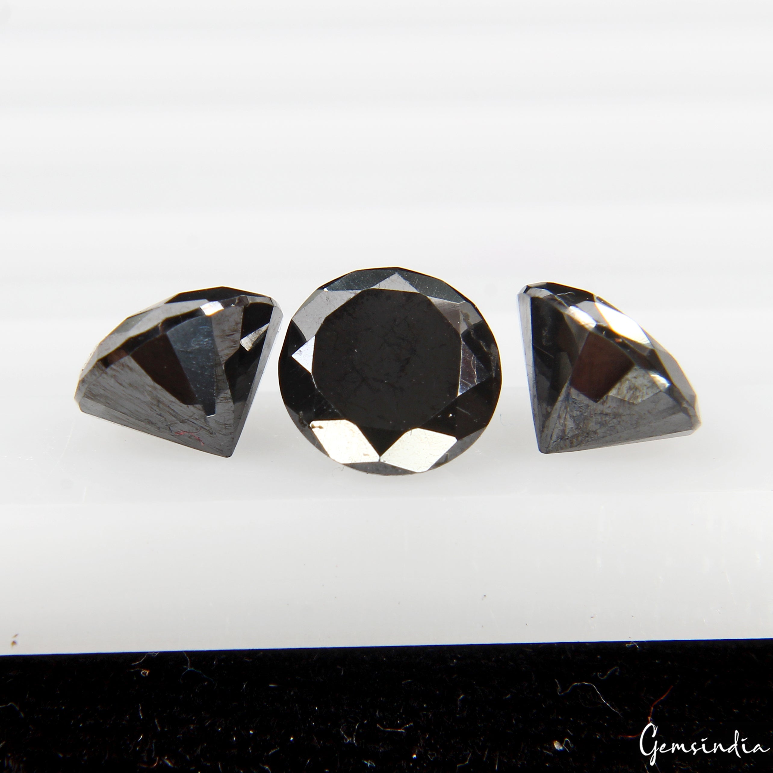 3 Pcs Black Moissanite Diamond 6mm Round Cut Top Quality Solitaire Gemstones