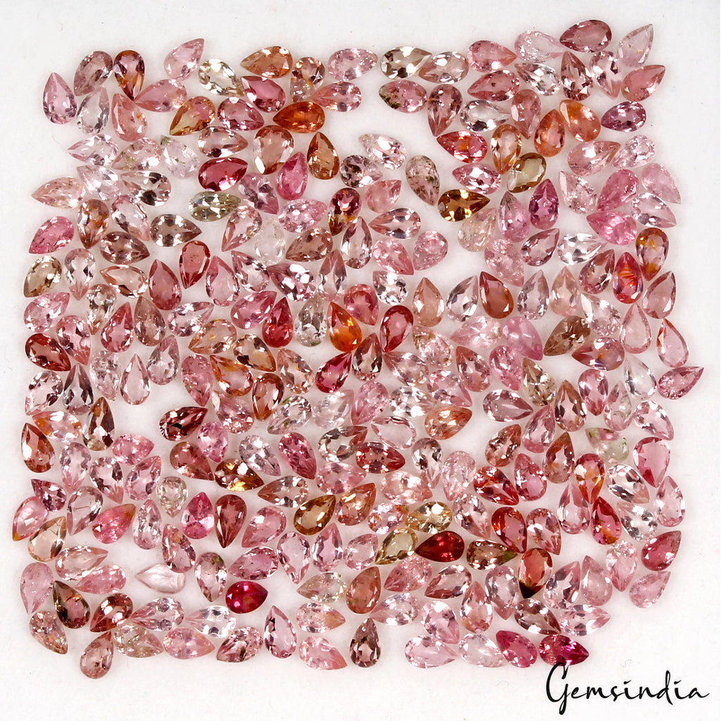 352 Pcs Lot Amazing Natural Pink Tourmaline Pear Cur Certified Gems Lot 47.50 Ct