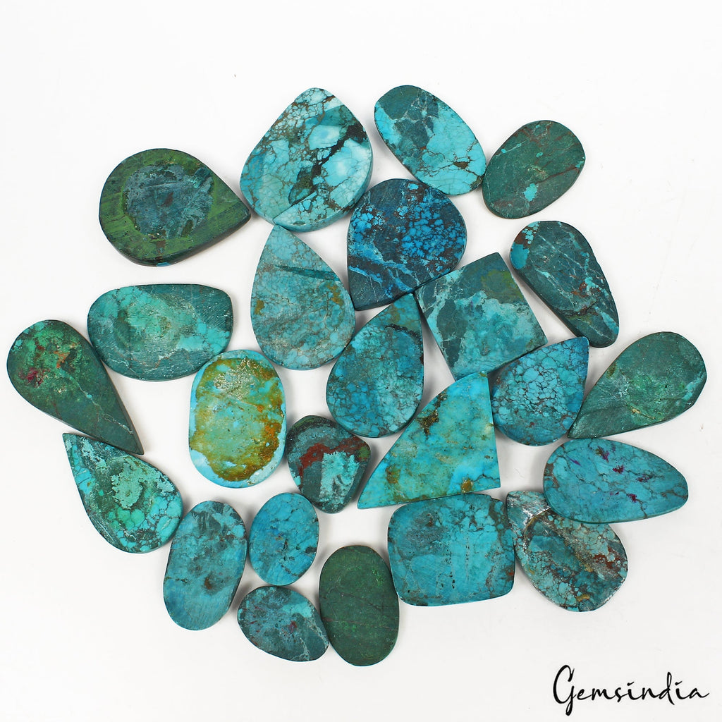 800 Ct/24 Pcs Natural Blue Green Spiderweb Turquoise Mix Cab Wholesale Gems Lot