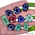 Certified 340 Ct/10 Pcs Natural Red Ruby Green Emerald Blue Sapphire Mix Cut Gem