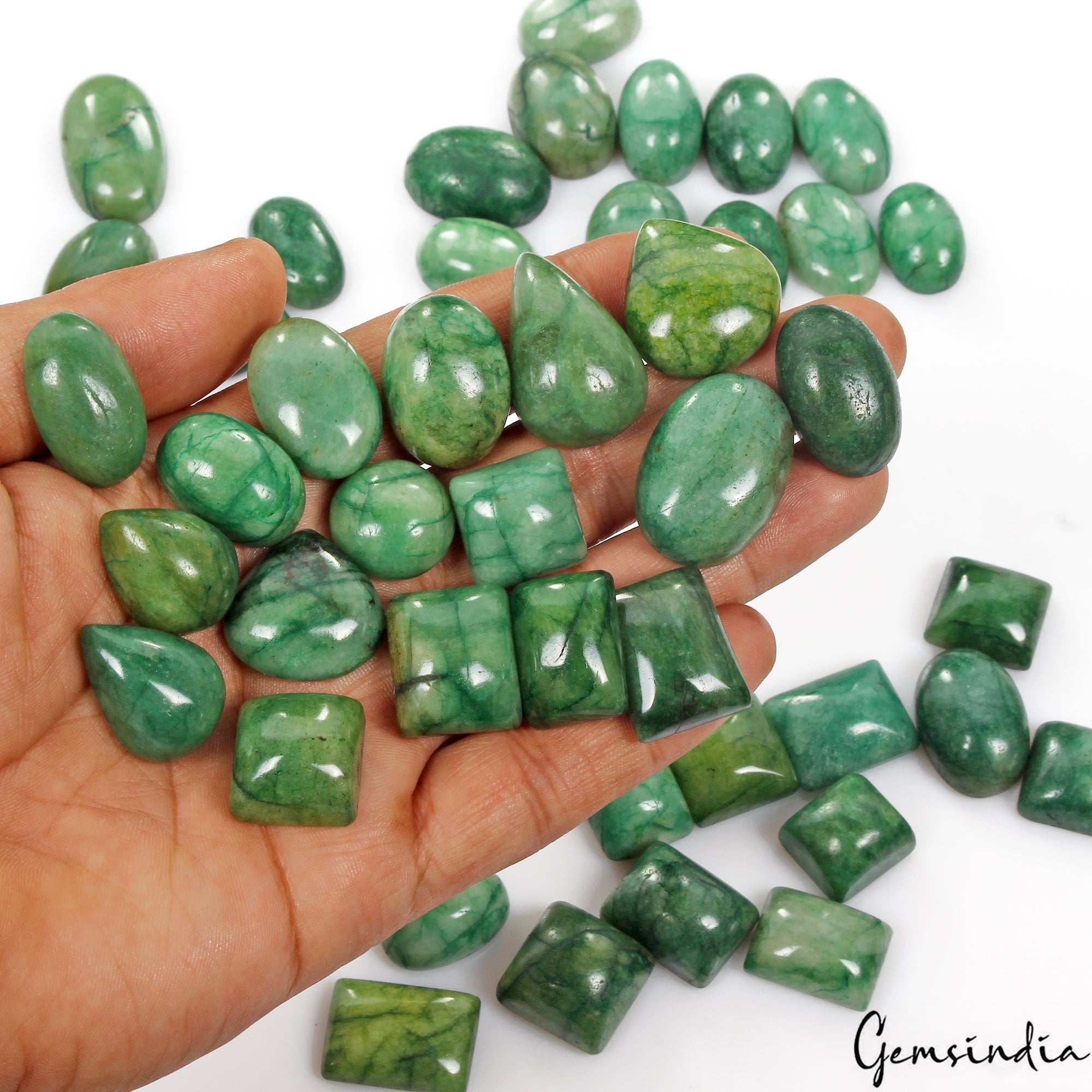 1500 Ct Natural Green Emerald Mix Cabochon Loose 17mm-31mm Gemstones Lot, Brazil