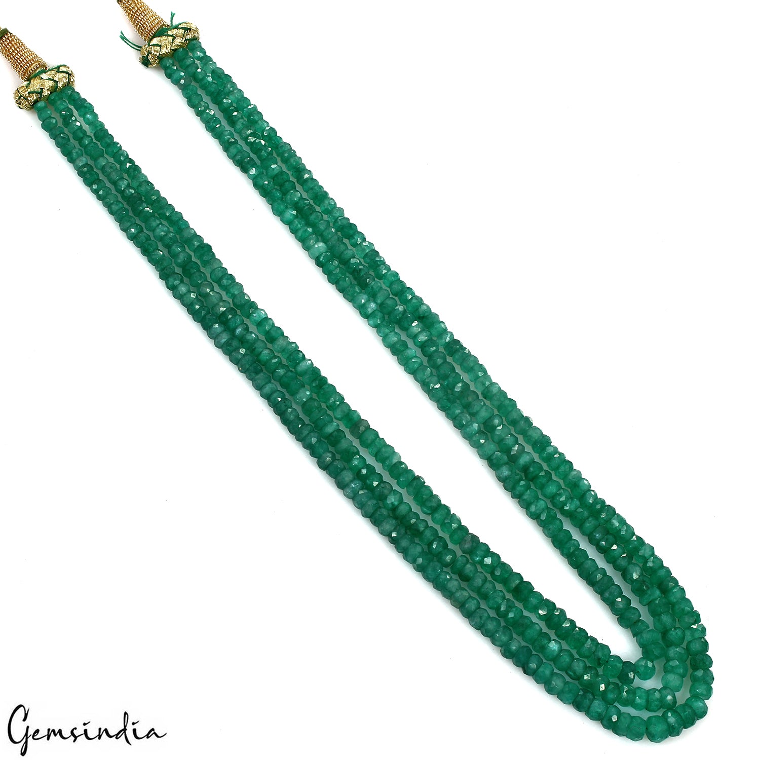 Emerald Necklace, Color Enhanced, Green — 3mm, 200 Ct, Brazil