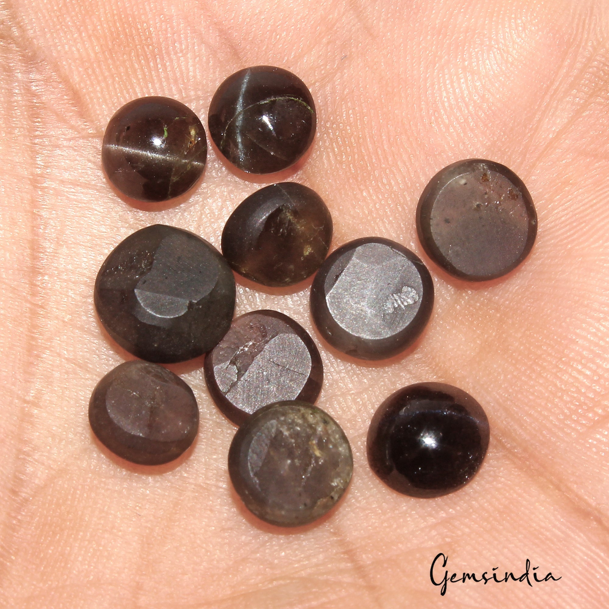 Natural Untreated Spectrolite Cats Eye Mix Cab Loose Gemstones 22.00 Ct/7-9mm