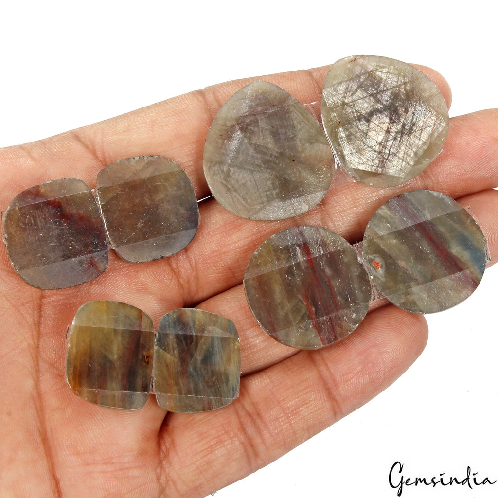 Certified 219.50 Ct/8 Pcs Natural Brown Sapphire Rose Checker Cut Gems ~4 Pairs