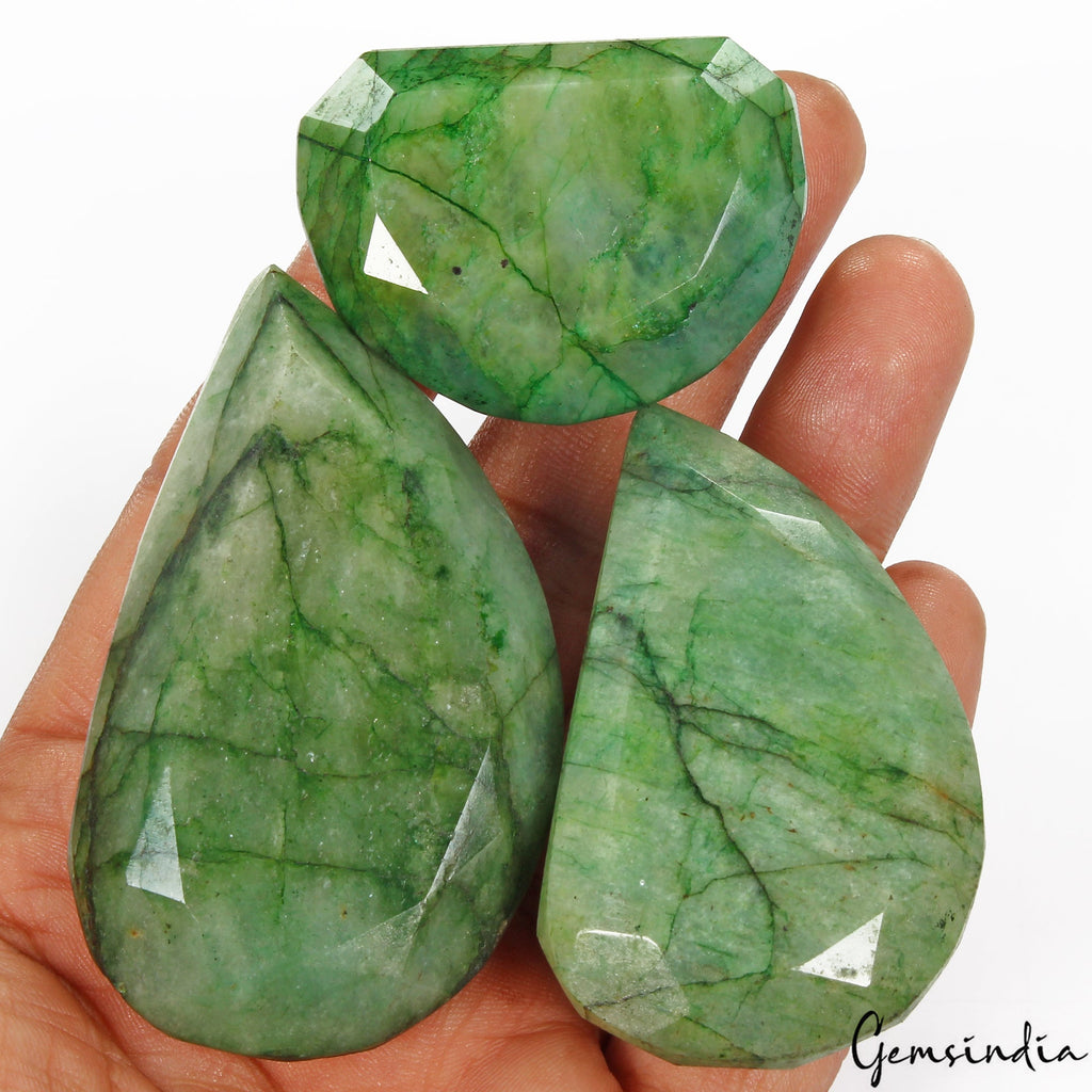 1000 Ct/3 Pcs Natural Brazilian Green Emerald Fancy Cut Loose Wholesale Gems Lot