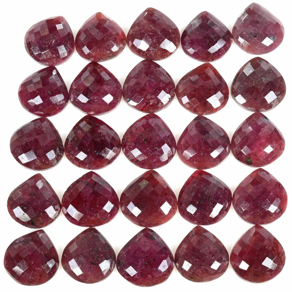 25 Pcs Natural Top Red Ruby Pear/Heart Checker Cut Loose Gemstones Lot ~660 Cts