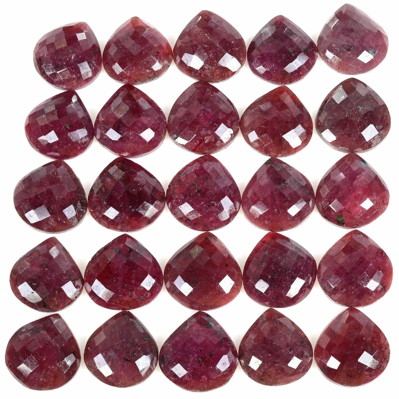 25 Pcs Natural Top Red Ruby Pear/Heart Checker Cut Loose Gemstones Lot ~660 Cts