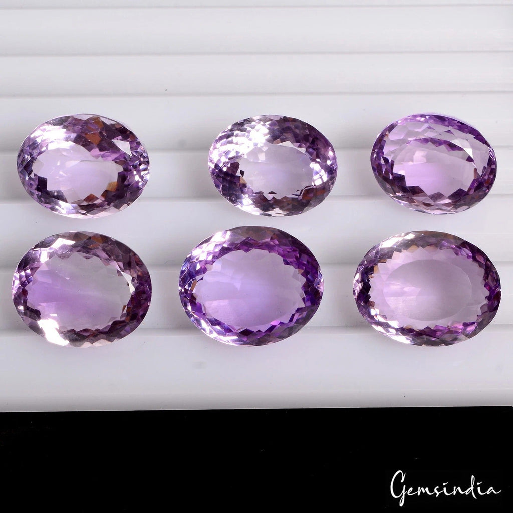 91.40 Ct/16-18mm Natural Purple Amethyst Oval Cut Loose Sparkling Gemstones Lot