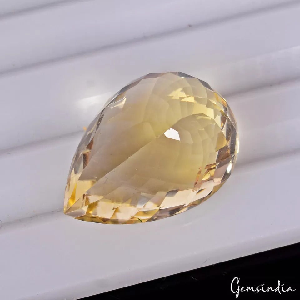Citrine Loose Gemstone, Untreated, Yellow — 33 x17x13mm, 26.35 Ct, Brazil