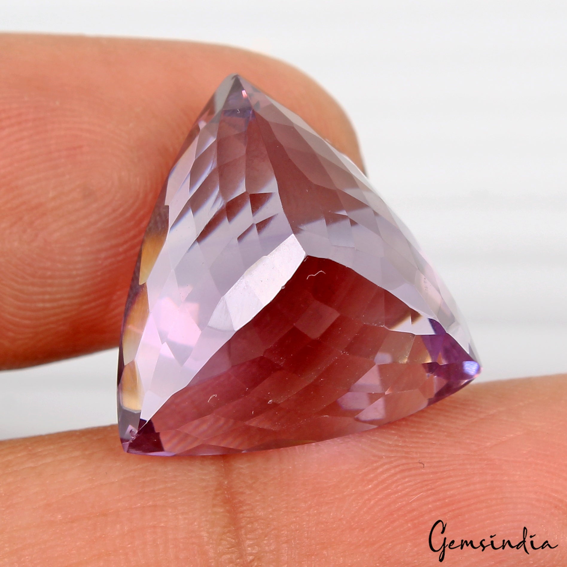 VVS 23.80 Ct Natural Purple Amethyst Dazzling Trillion Untreated Loose Gemstone