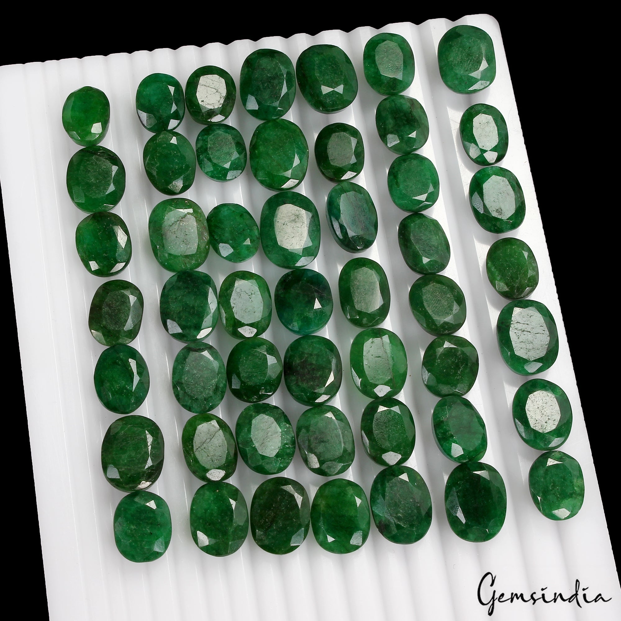 Certified Colombian Natural Green Emerald 620 Ct Oval Cut Loose Gemstones~50 Pcs