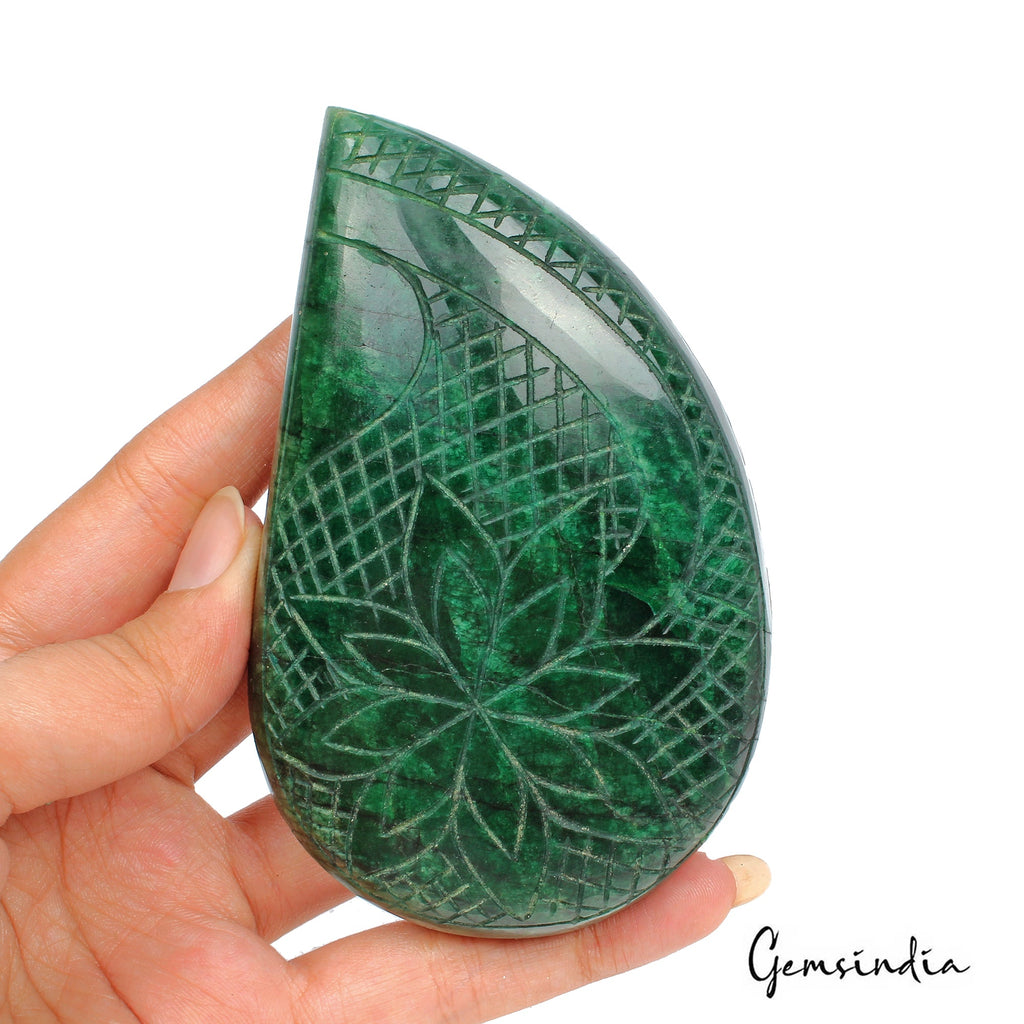1420 Ct Natural Green Brazilian Emerald Fancy Carving Earth Mined Loose Huge Gem