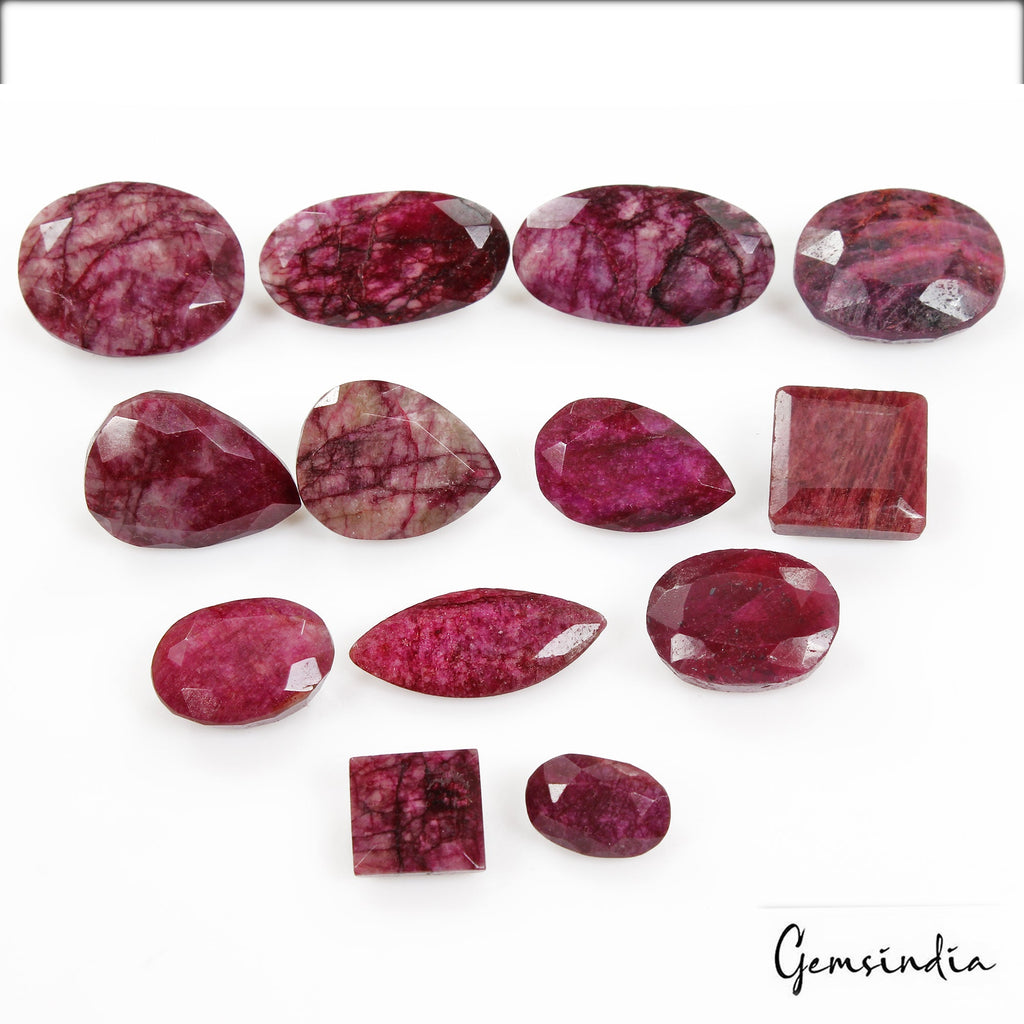 340 Ct/13 Pcs Natural USA Red Beryl Bixbite Mix Faceted Loose Gems Wholesale Lot