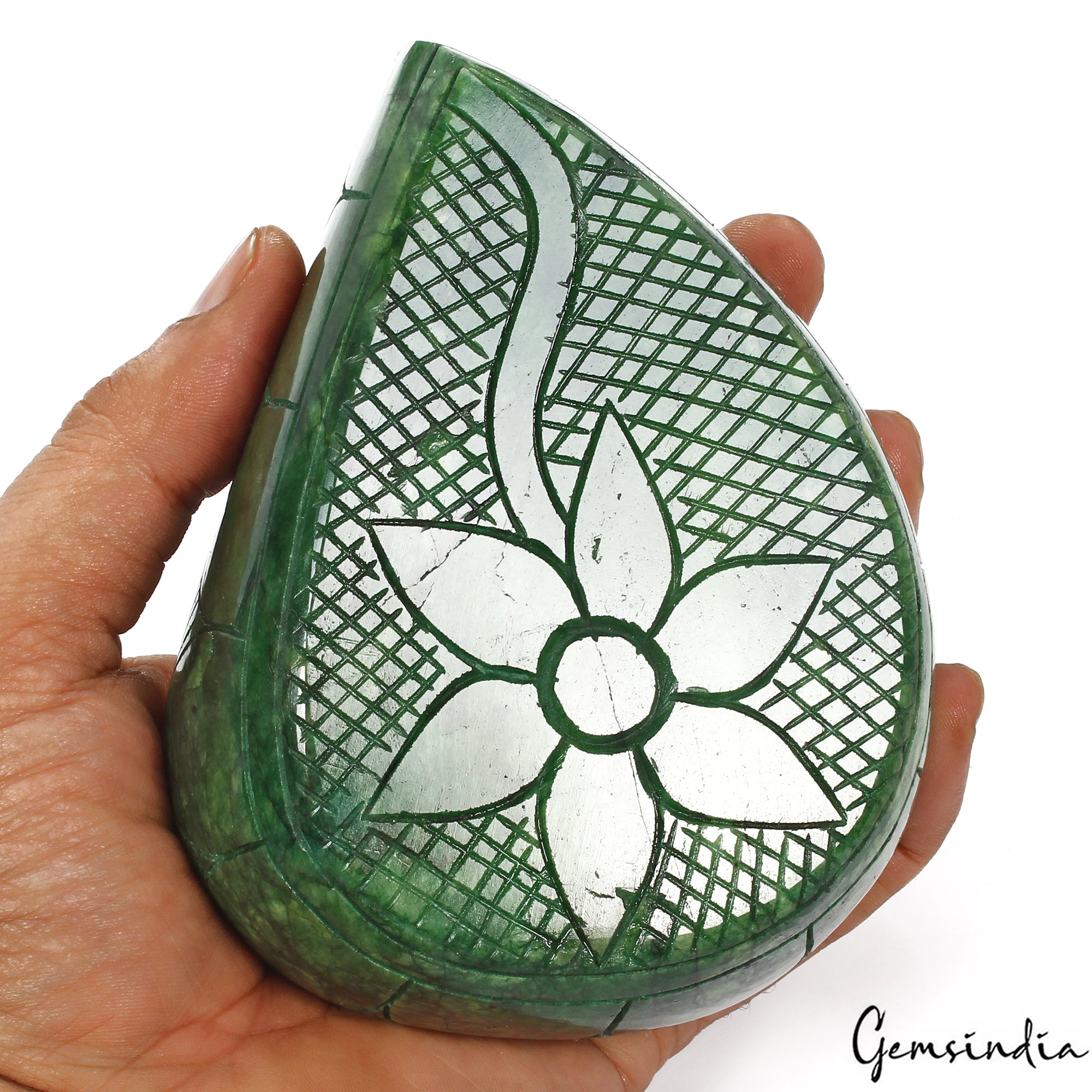 Certified 3980 Cts Natural Brazilian Top Green Emerald Pear Hand Carved Huge Gem