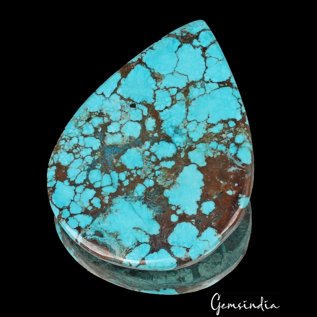 233.90 Cts Natural Blue Arizona USA Spiderweb Turquoise Pear Cab Gem For Pendant