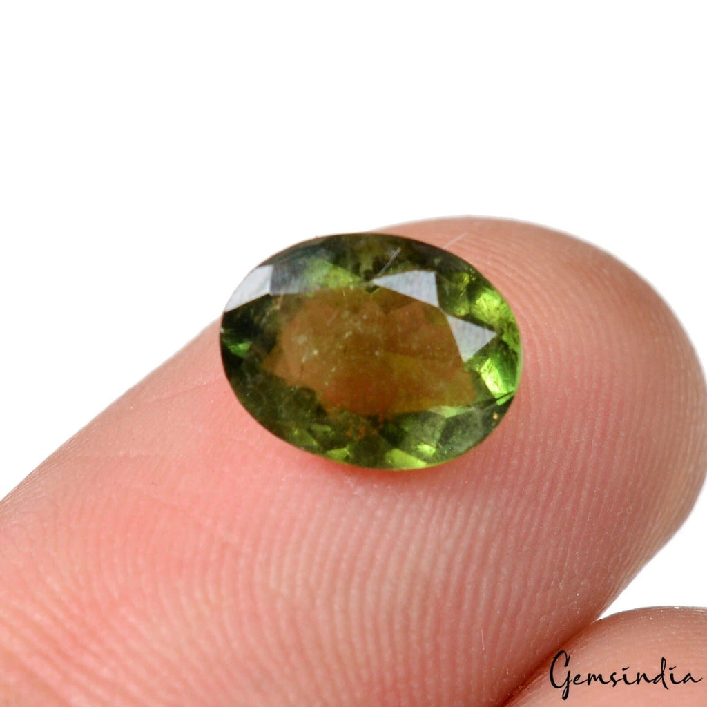 Mozambique Tourmaline Olive Green Pear Cut Certified Unheated Gemstone~1.50 Cts