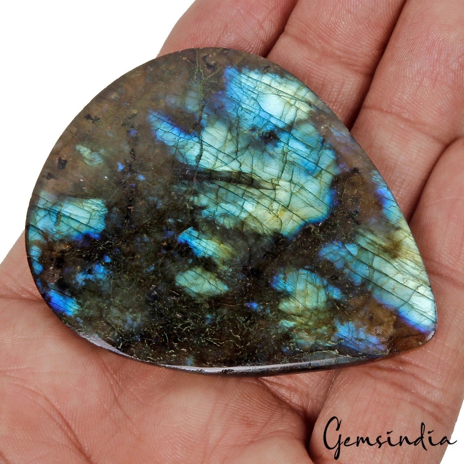 Certified 100% Natural Labradorite Pear Cab Loose Gemstones 67x50x10mm 251.20 Ct