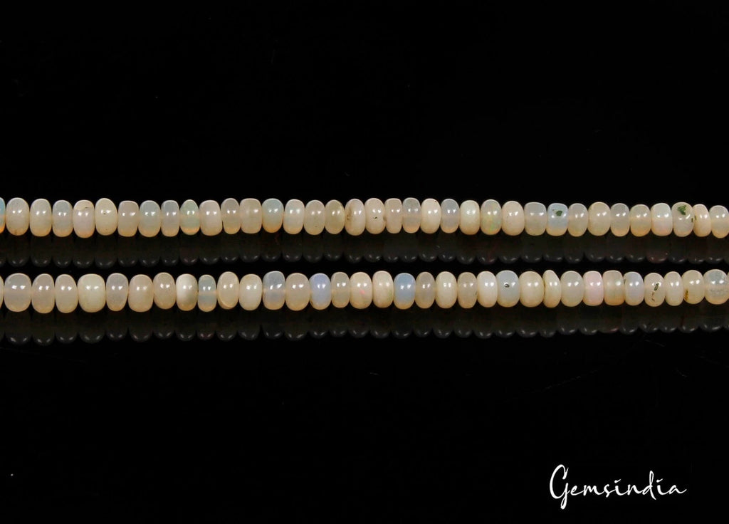 Opal Beaded Strand, Untreated, Cream — 3mm to 5mm, 43.20 Ct, Ethiopia