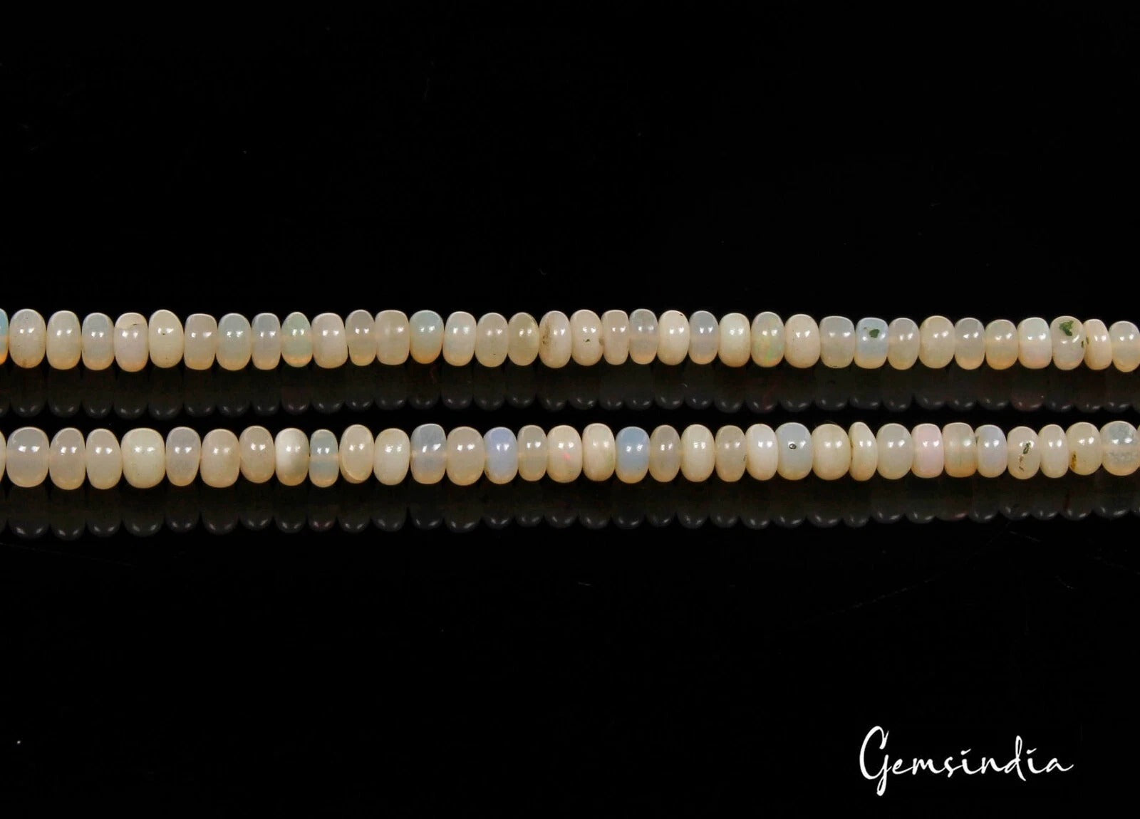 Opal Beaded Strand, Untreated, Cream — 3mm to 5mm, 43.20 Ct, Ethiopia