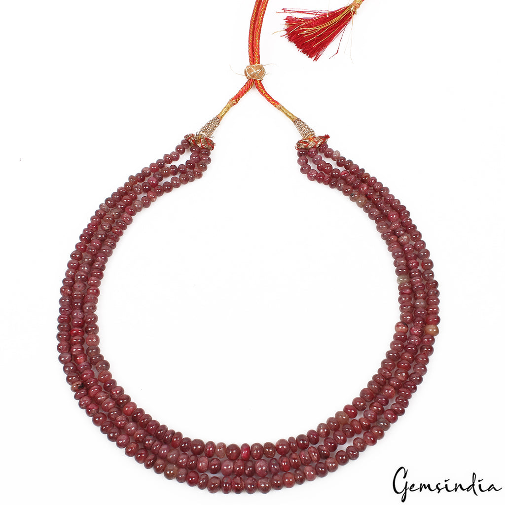 Ruby Necklace, Color Enhanced, Red — 5mm to 8mm, 660 Ct, India