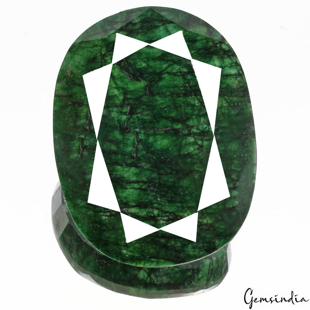 680 Ct Natural Dark Green Brazilian Emerald Oval Faceted Cut Huge Loose Gemstone