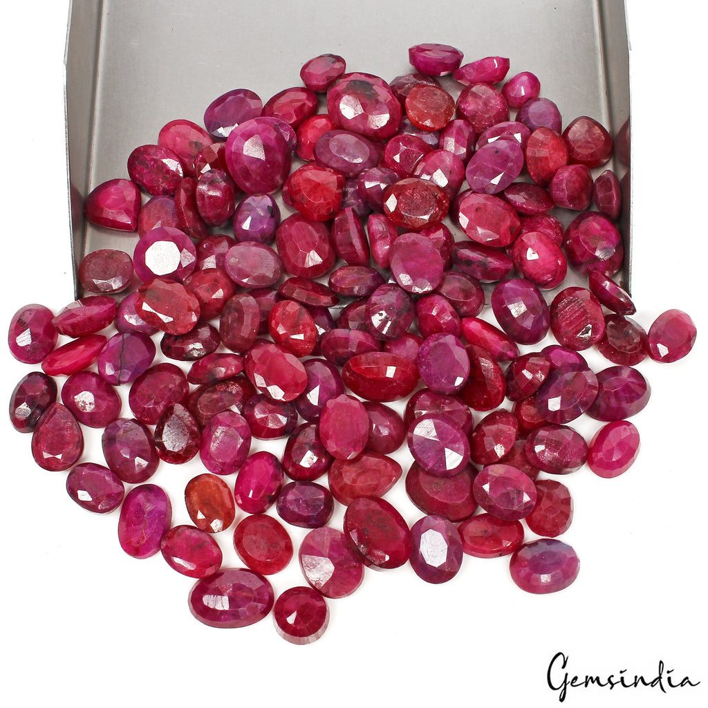 500 Ct/131 Pcs Natural Pink Red Ruby 7-13mm Oval Cut Loose Jewelry Gemstones Lot