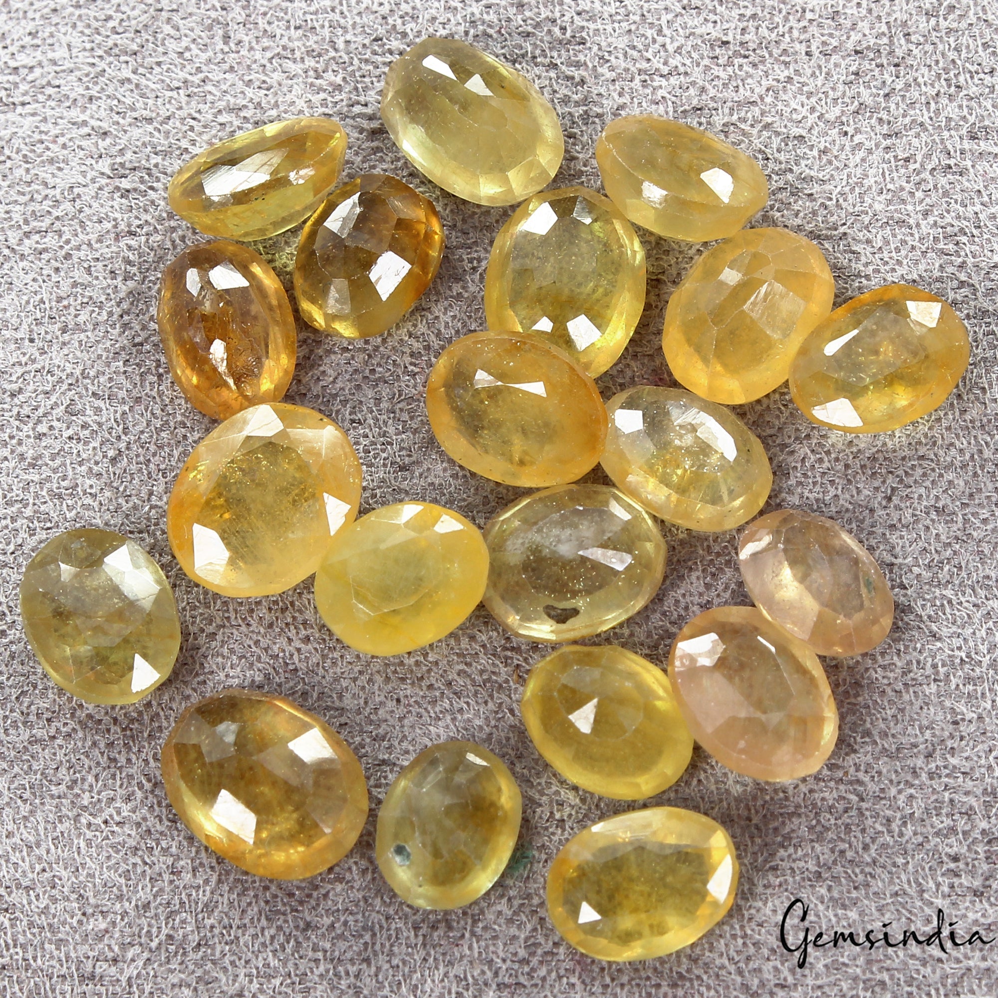 Certified 40.50 Cts/20 Pcs Natural Ceylon Yellow Sapphire Oval Gems for Jewelry