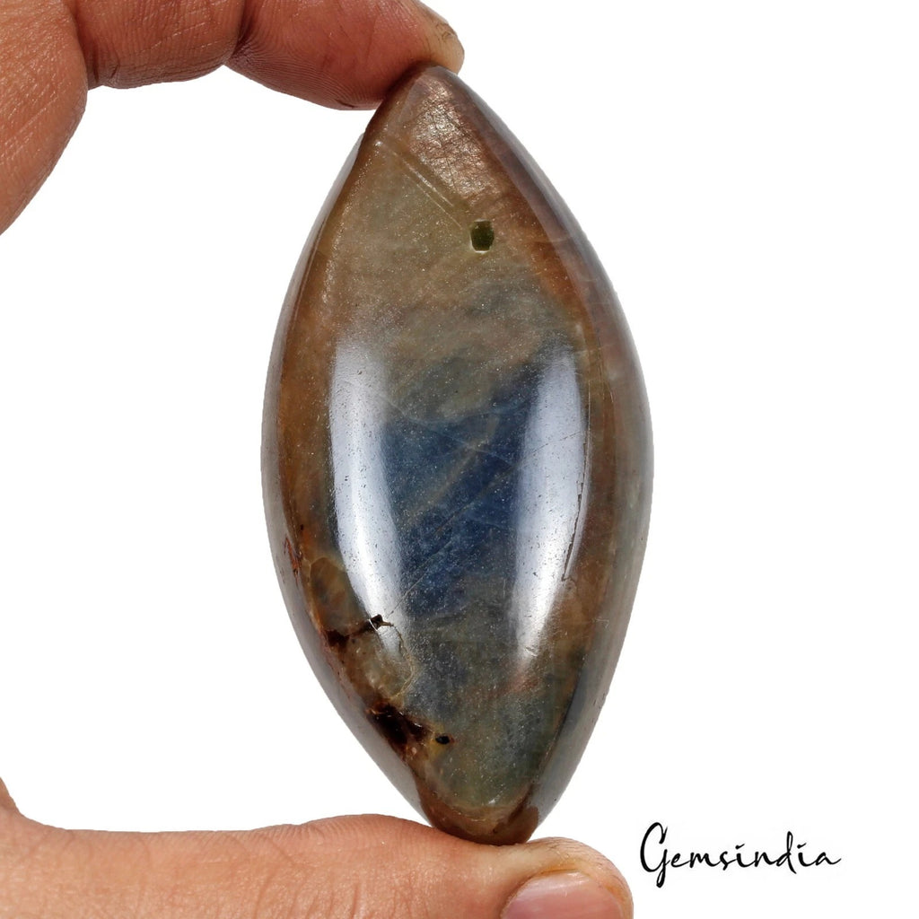 Blue Sapphire Cabochon, Untreated, Brown — 82 x 39 x 17mm, 580 Ct