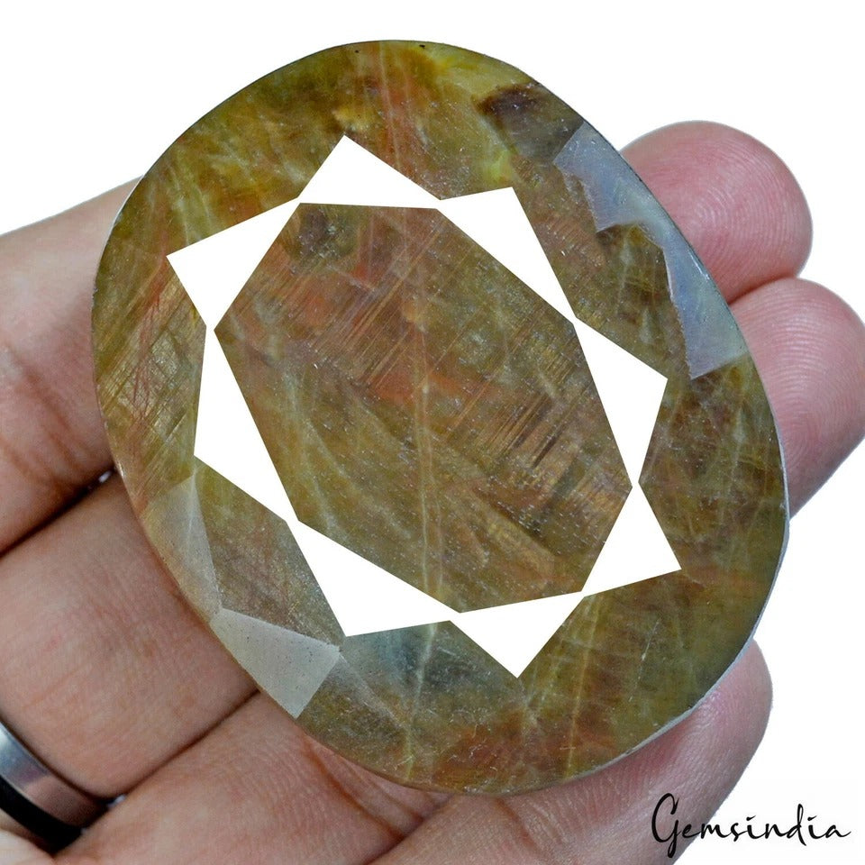 Certified 500 Ct Natural Untreated Bi Color Sapphire Oval Faceted Loose Huge Gem