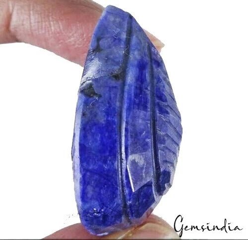 93.20 Ct Natural Blue Sapphire Pear Carving Earth Mined Certified Loose Gemstone