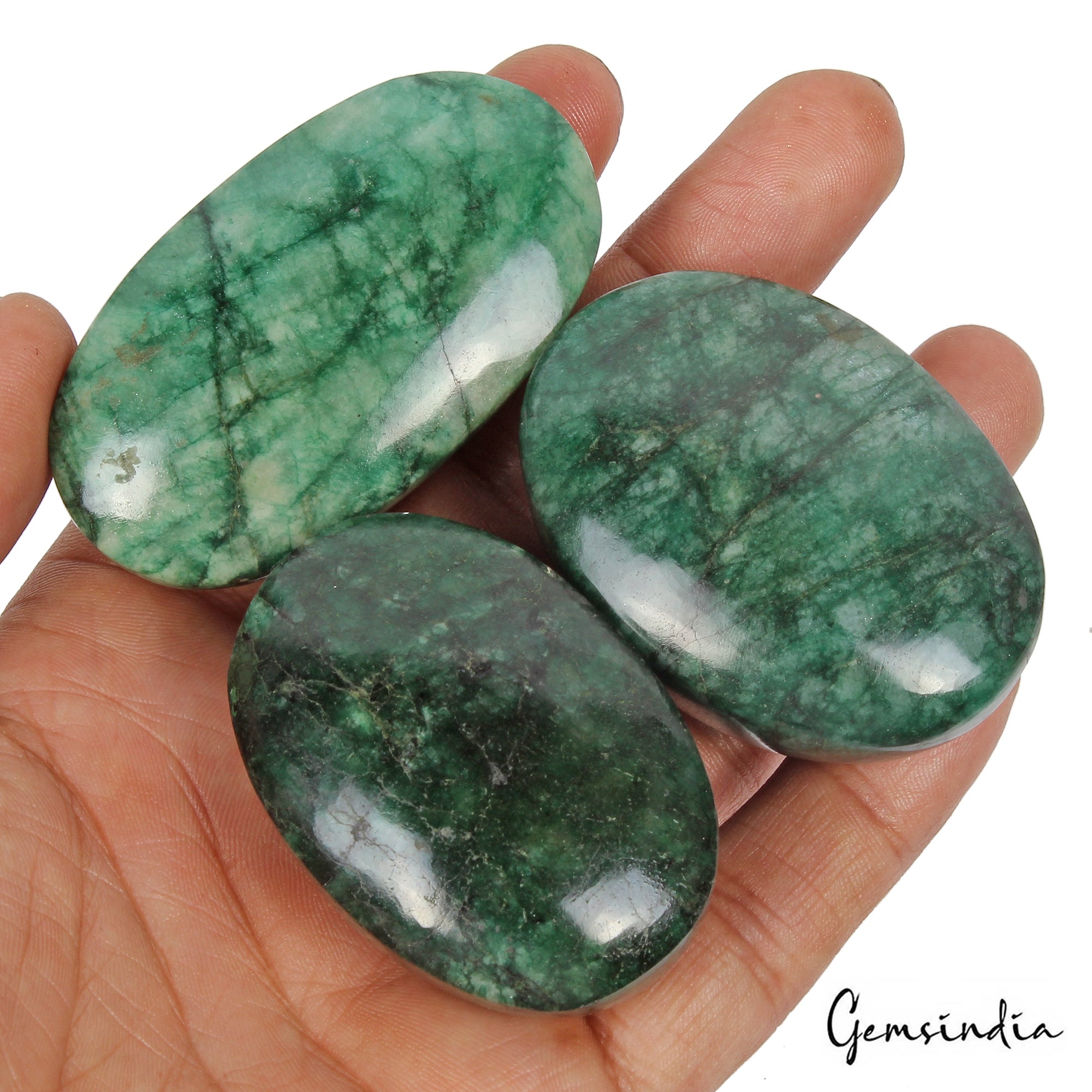 1300 Cts/3 Pcs Natural Brazilian Green Emerald Oval Cab Loose Wholesale Gems Lot