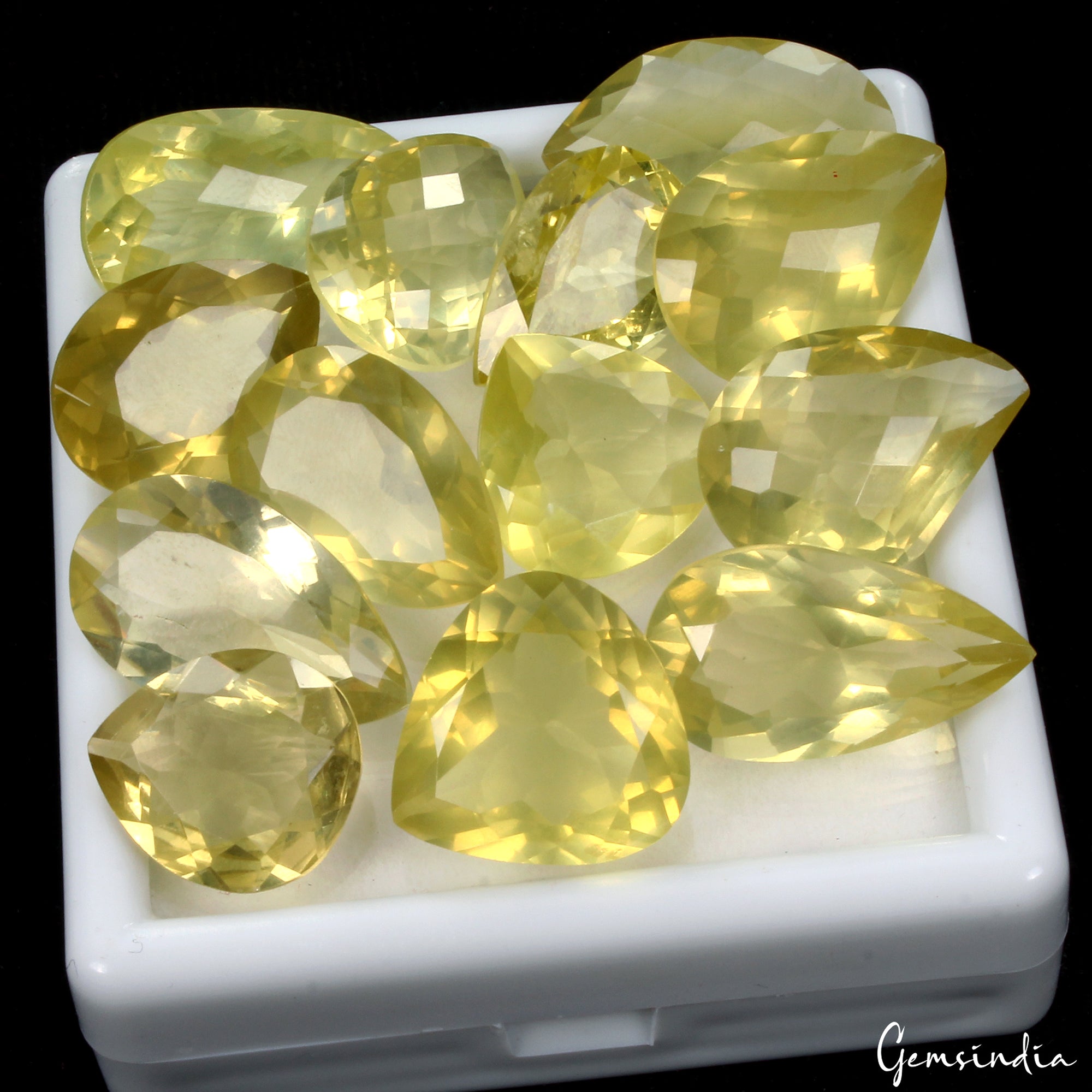 Natural Lemon Quartz Pear Cut Loose Gemstone Lot 13 Pcs 16-23 MM 164.60 Cts
