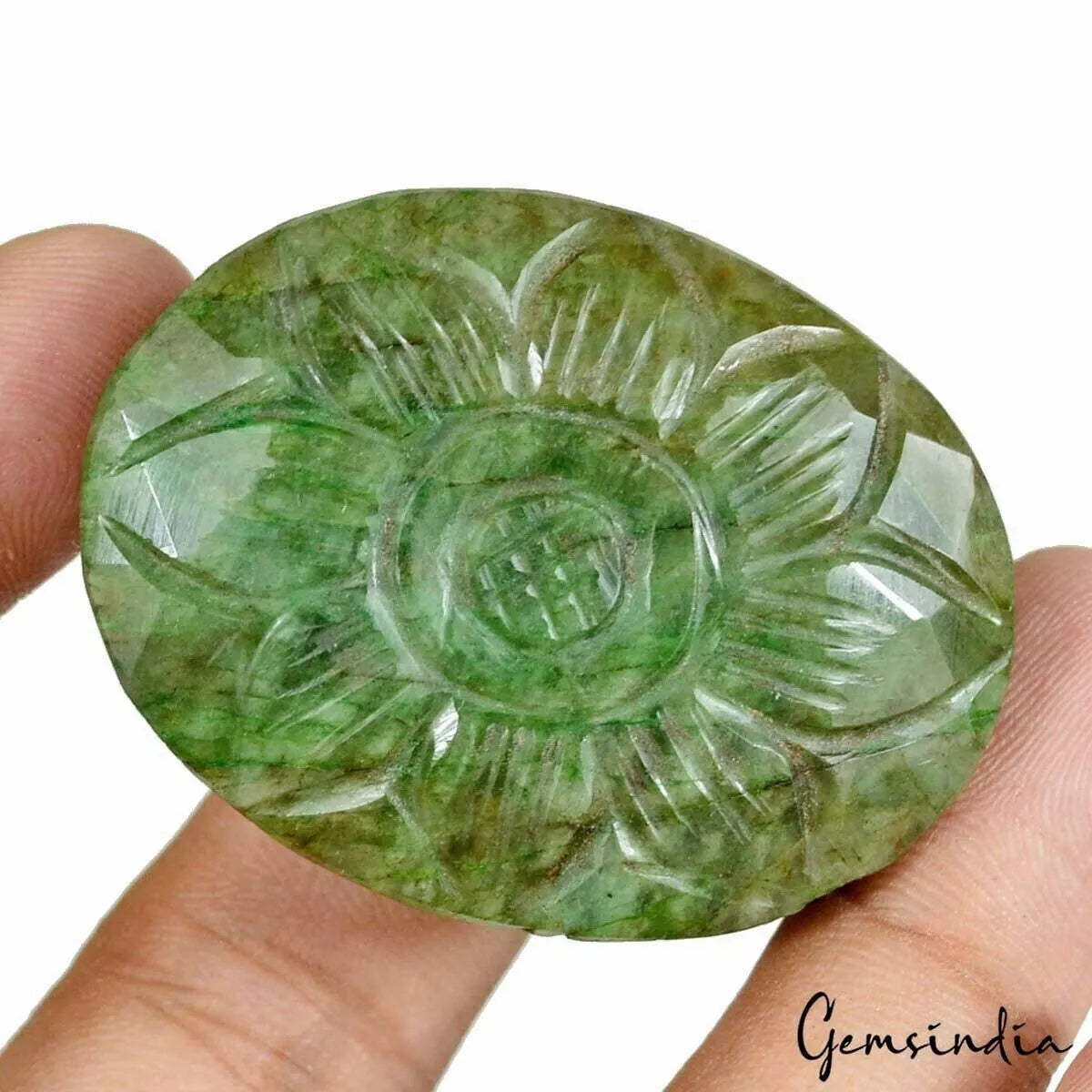 300 Cts Natural Green Emerald Hand Carved Huge Pendant size Certified Gemstone