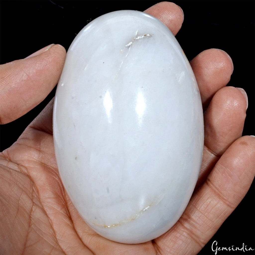 1800Ct Natural White Calcite Egg Crystal Reiki Healing Mineral Gemstone W/ Stand