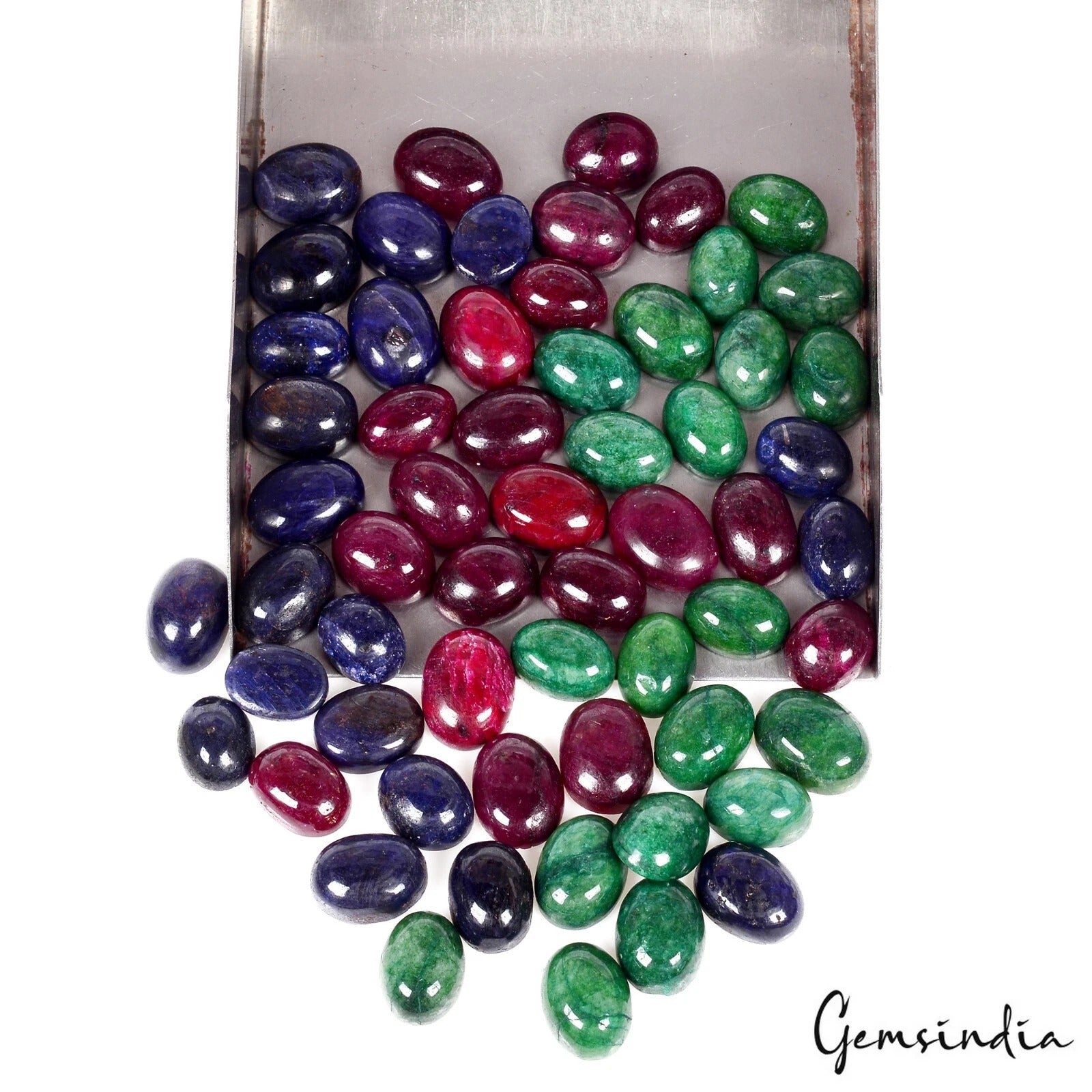 Emerald Lot, Cabochon, Color Enhanced — 60 Pieces, 13mm to 16mm, 750 Ct