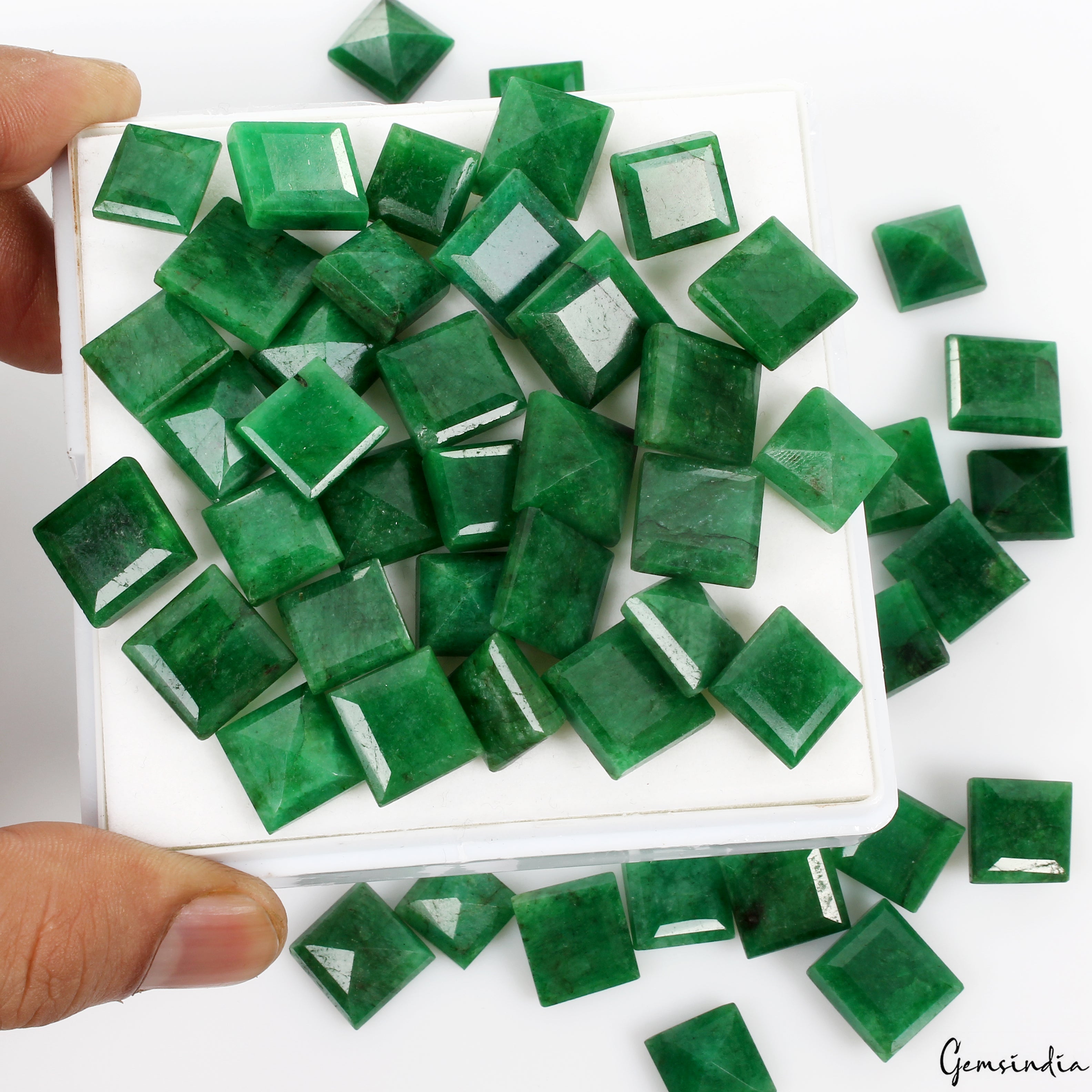 Certified Colombian Natural Green Emerald 540Ct Square Cut Loose Gemstones~50 Pc