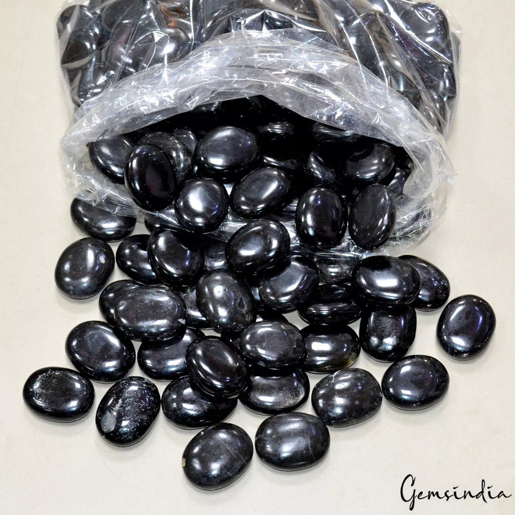Oval Cab Palm Stones Bulk Lot Wholesale Crystal Black Obsidian Gemstones~ 2.4 Kg