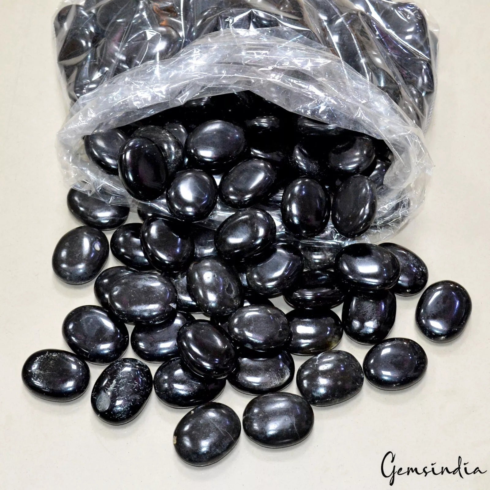 Oval Cab Palm Stones Bulk Lot Wholesale Crystal Black Obsidian Gemstones~ 2.4 Kg