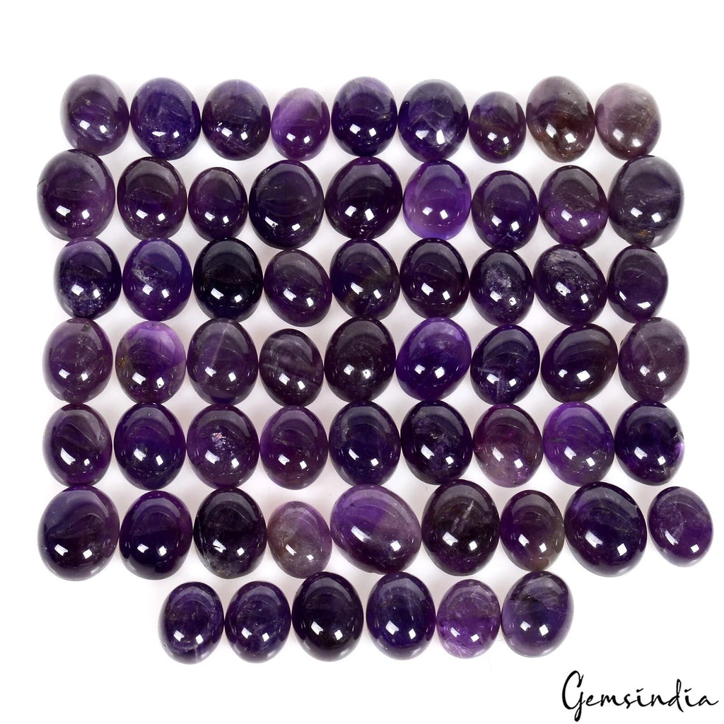 Amethyst Cabochon, Oval Cabochon, Untreated — 10mm to 12mm, 260.70 Ct
