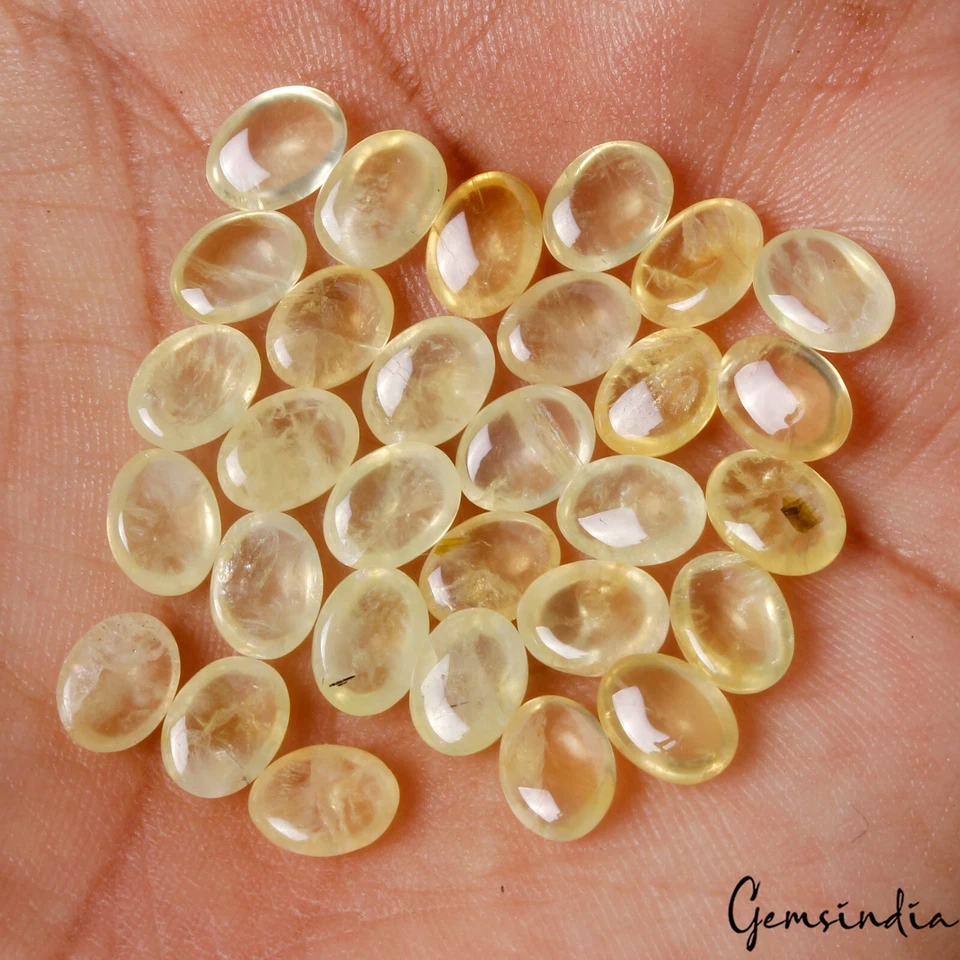 30 Pcs Natural Untreated Green Prehnite Oval Cabochon 7mm-8mm Loose Jewelry Gems