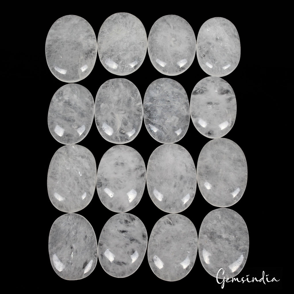 800 Ct Natural Untreated Quartz Oval Cabochon Healing Crystal Gemstone Lot 16 Pc