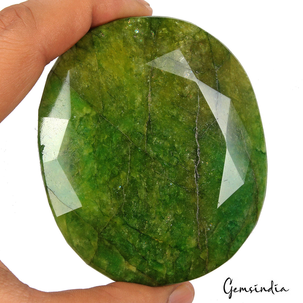 1670 Ct Natural Brazilian Green Emerald Oval Faceted Earth Mined Loose Gemstone