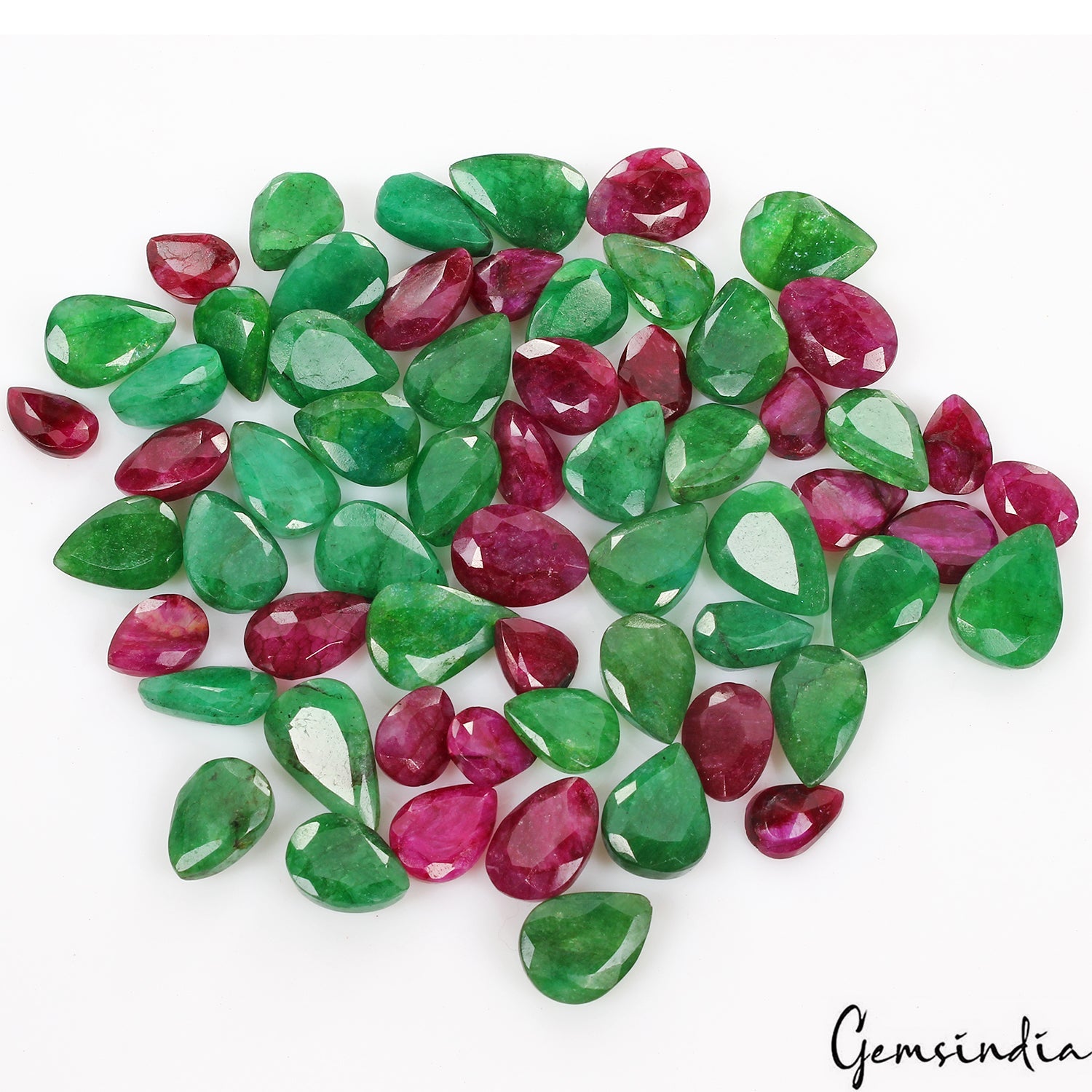 62 Pcs Natural Green Emerald Red Beryl Pear Cut 13-21mm Loose Gemstones ~630 Cts
