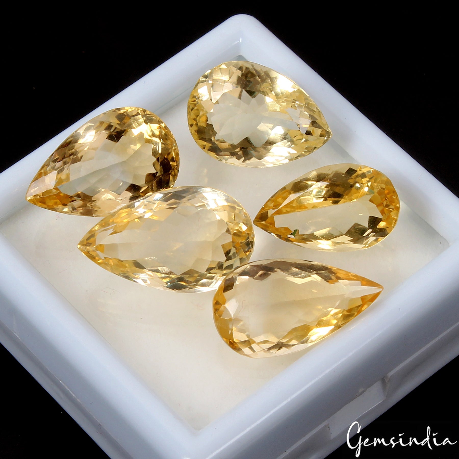 Pear Cut Natural Unheated Top Yellow Citrine Brazil 59.70 Ct/17-21mm Gemstones