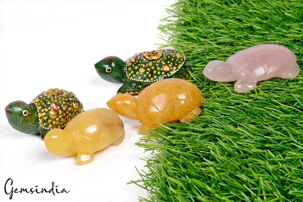 1170 Ct Natural Multi Gemstones Tortoise/Turtle Hand Crafted Animal Figurine~5 P