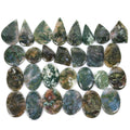 2550 Ct / 28 Pcs Natural Untreated White Green Moss Agate Mix Cab Wholesale Gems