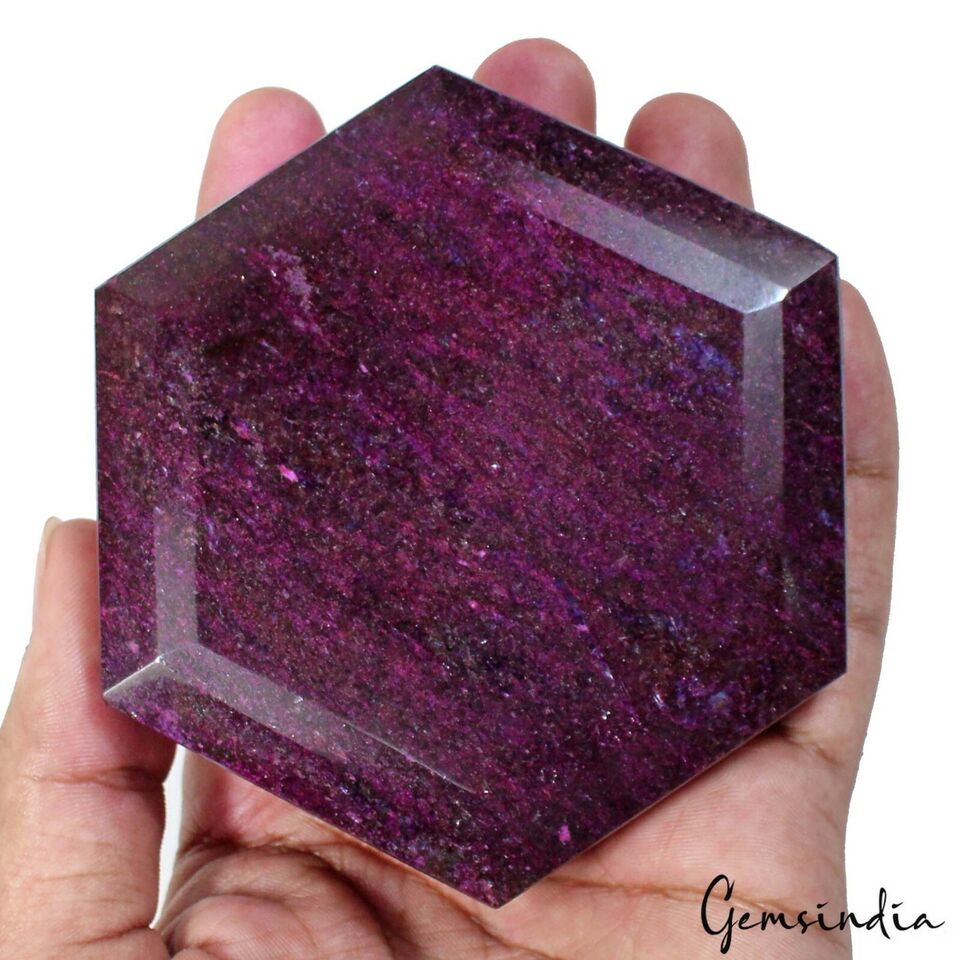 3300 Cts Natural Deep Red Ruby Hexagon Cut Loose Earth mined Gemstone w/ Stand