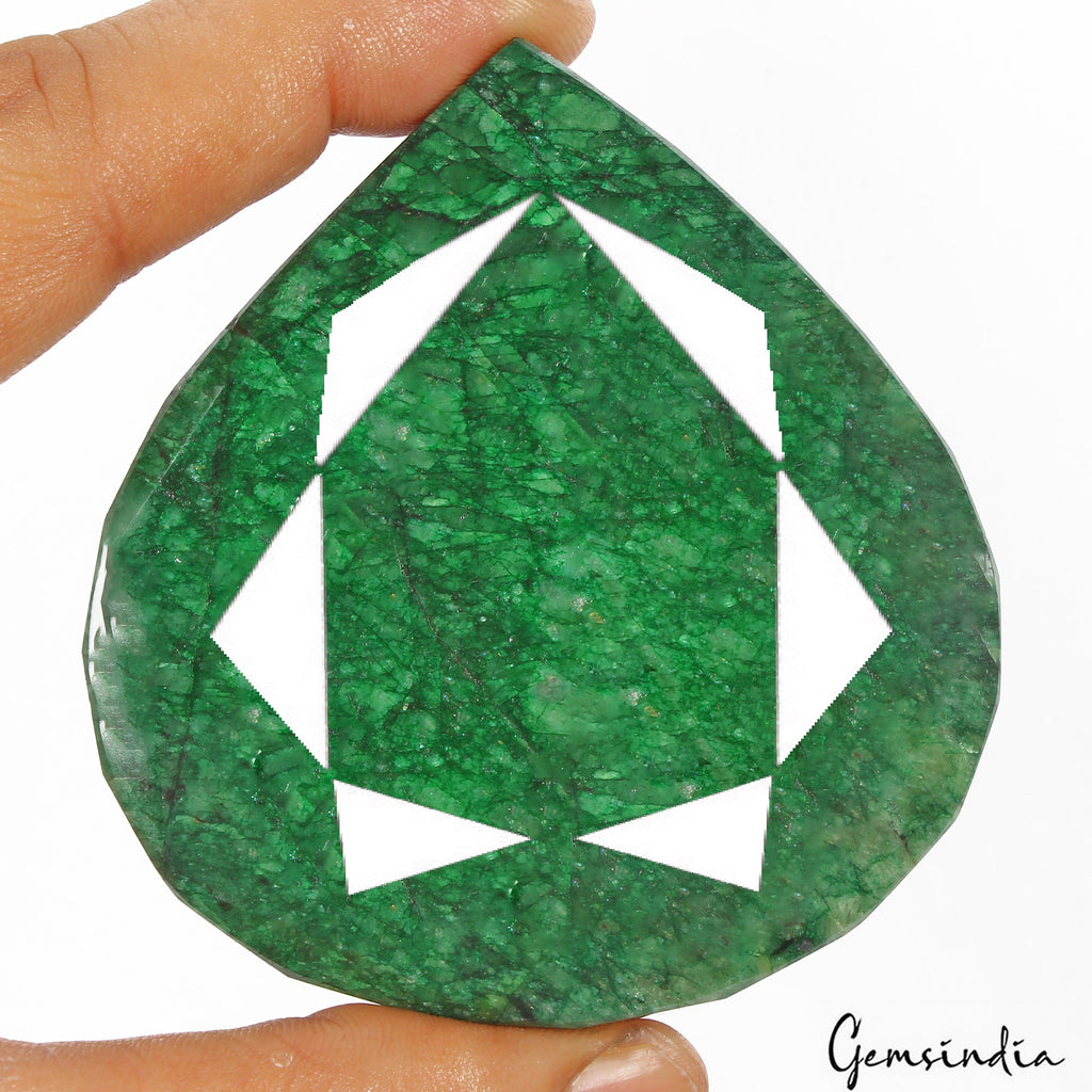 1170 Cts Natural Brazilian Green Emerald Pear Faceted Huge Size Loose Gemstone