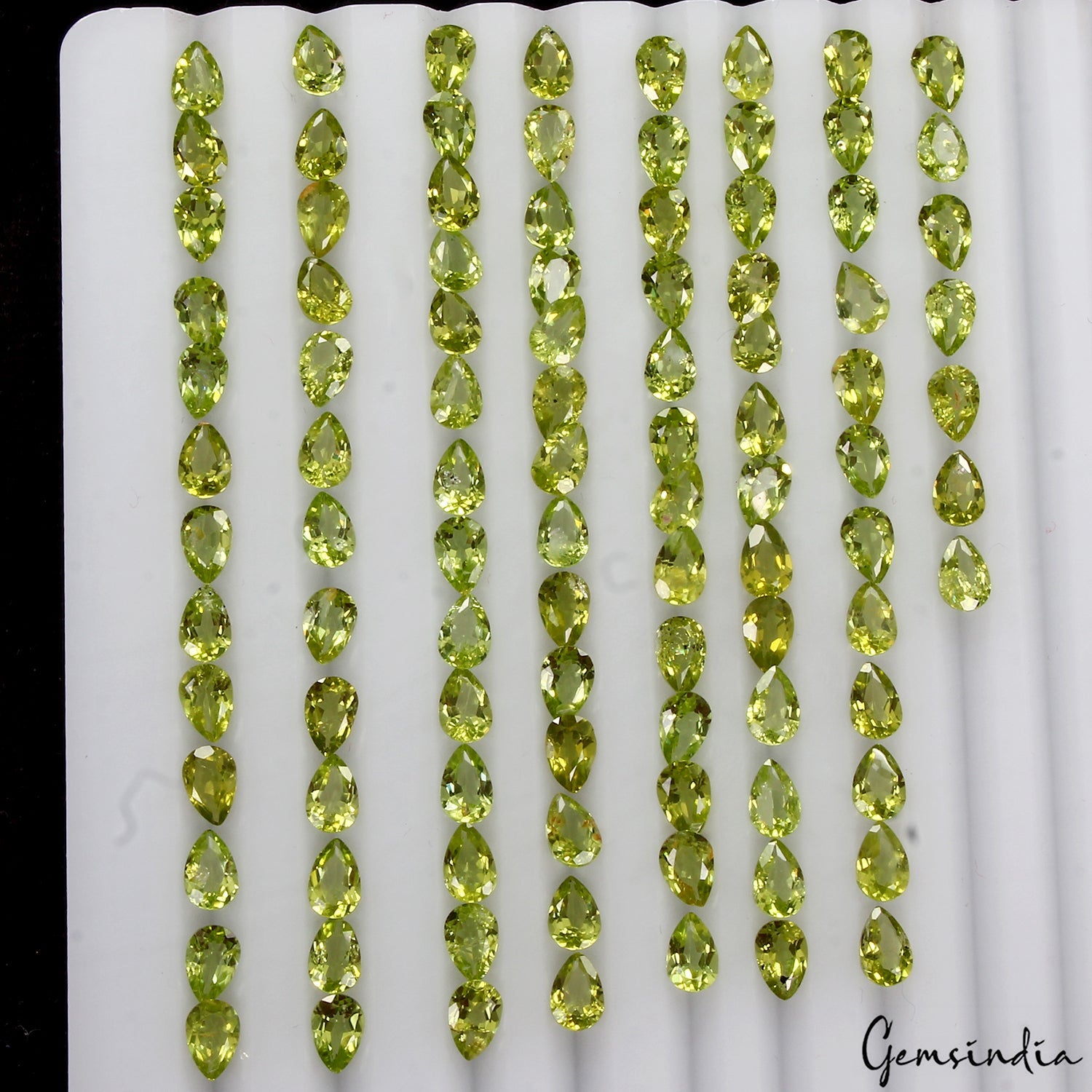 Natural Green Peridot 6mmx4mm Pear Cut Faceted Loose AAA Quality Gemstone 42 Cts